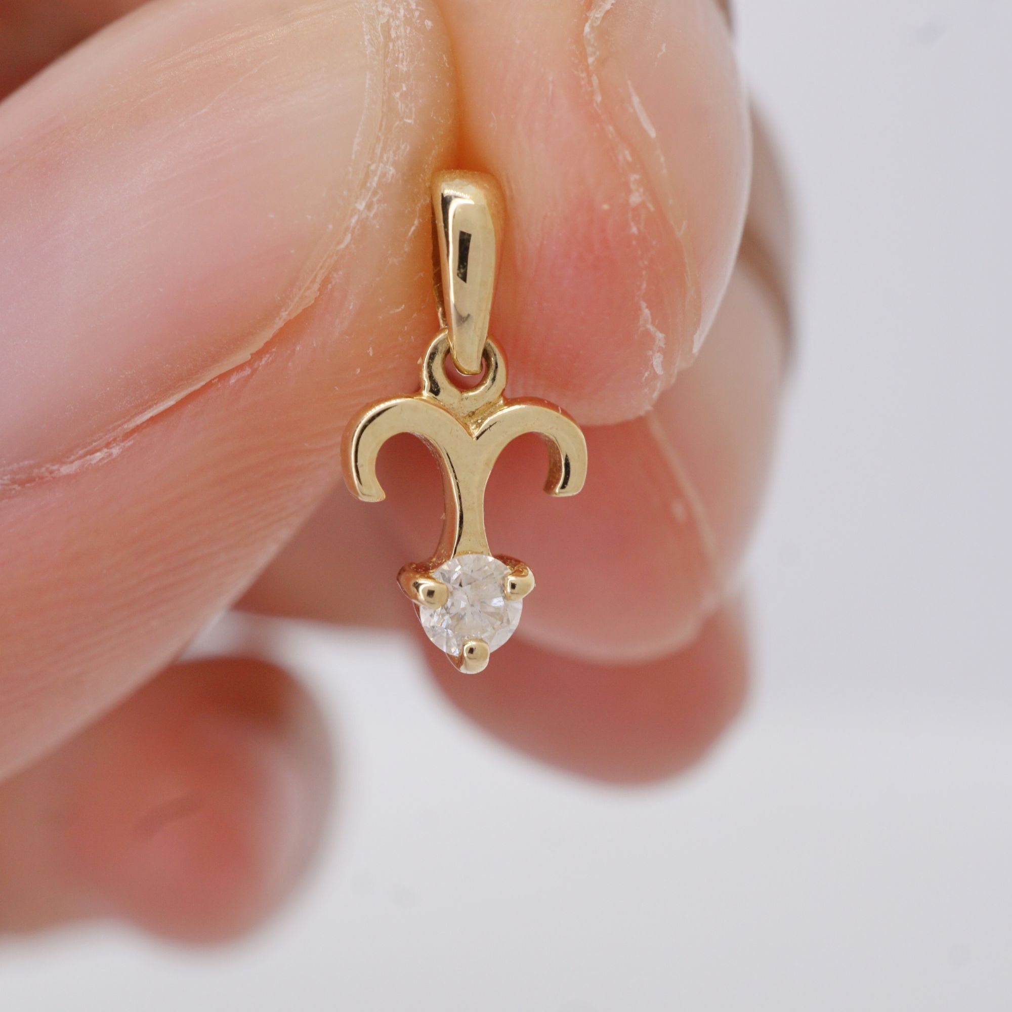 10k solid gold ram pendant with genuine diamond – aries zodiac necklace, au 417 gold charm jewelry gift