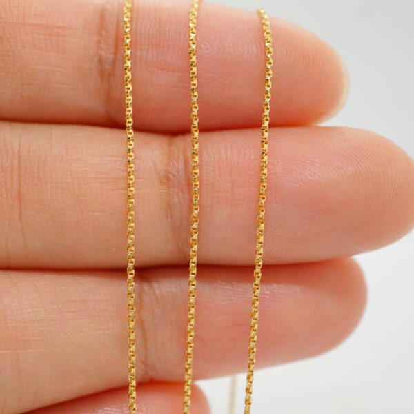 18k solid gold twisted box chain necklace 0.8mm dainty gold necklace, 16 20 inch