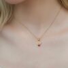 10k solid gold cancer zodiac pendant necklace: au 417 natural ruby charm
