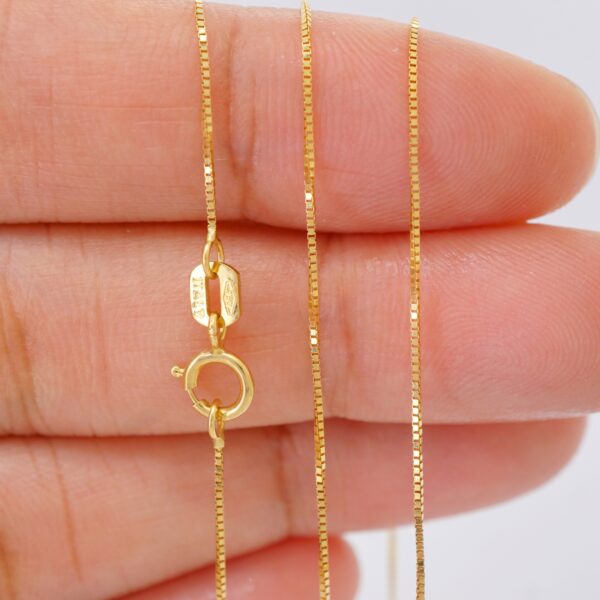 9k 18k solid gold box chain necklace: dainty real gold