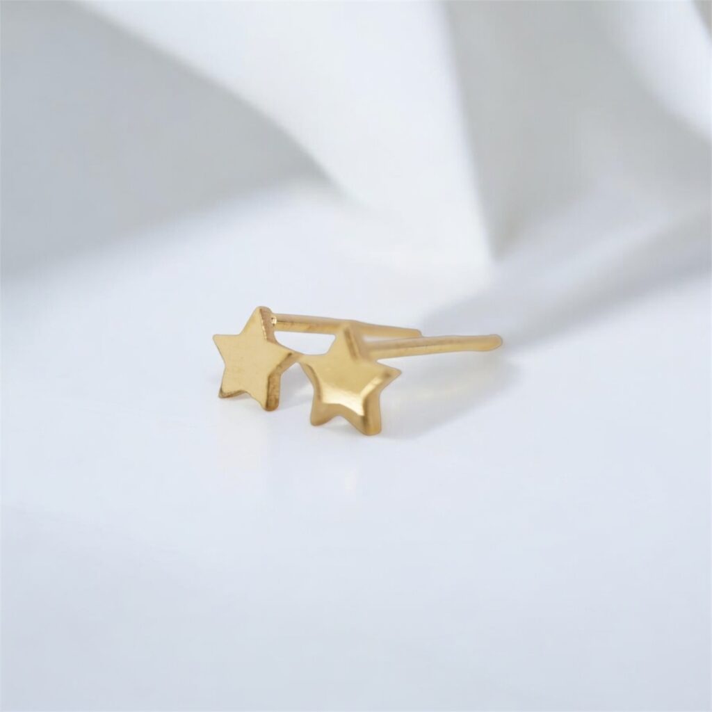 21.6k solid gold star studs: dainty minimalist earrings