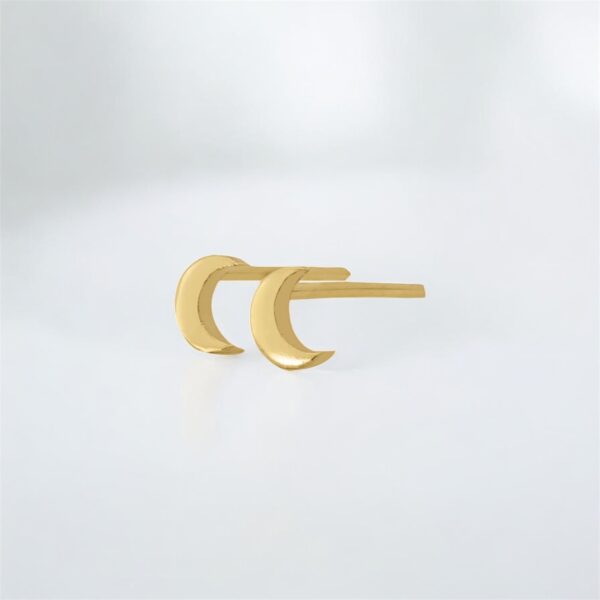 20k solid gold moon stud earrings: dainty celestial jewelry