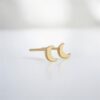 20k solid gold moon stud earrings: dainty celestial jewelry