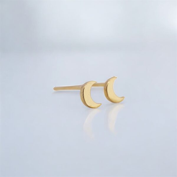 20k solid gold moon stud earrings: dainty celestial jewelry