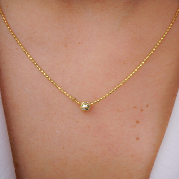 22K solid gold diamond-cut ball chain necklace