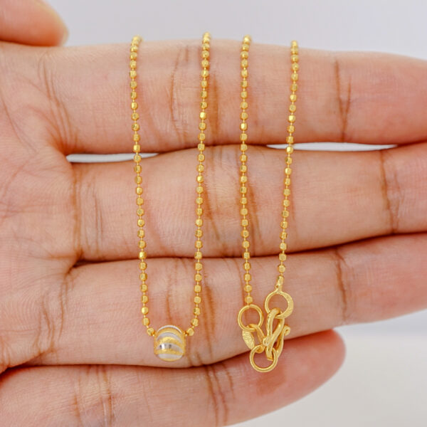 22K solid gold diamond-cut ball chain necklace