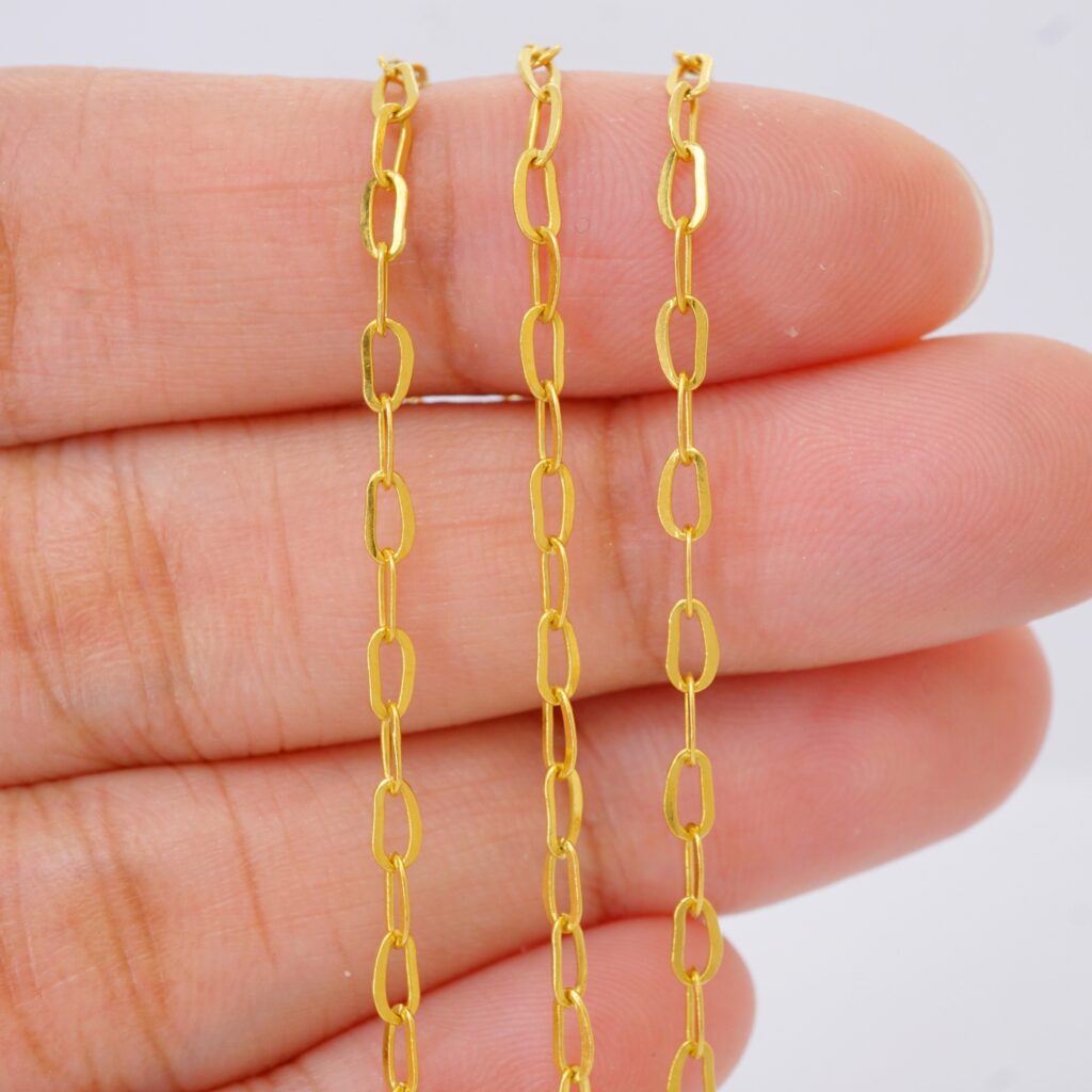 22k solid gold paperclip chain