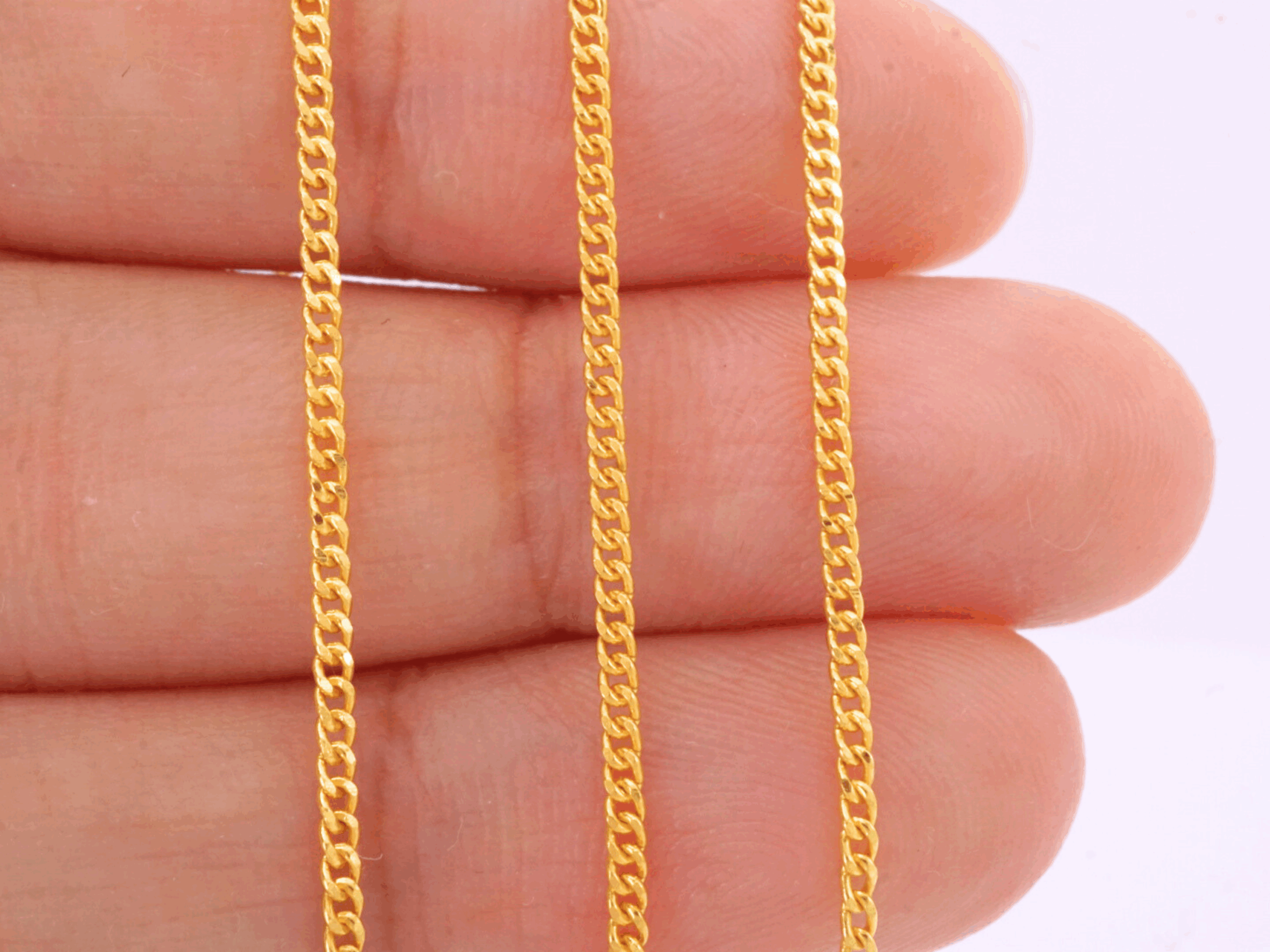 22k solid gold cuban link chain necklace – au 965: 18 inch yellow gold unisex necklace, dainty real gold chain, fine jewelry gift