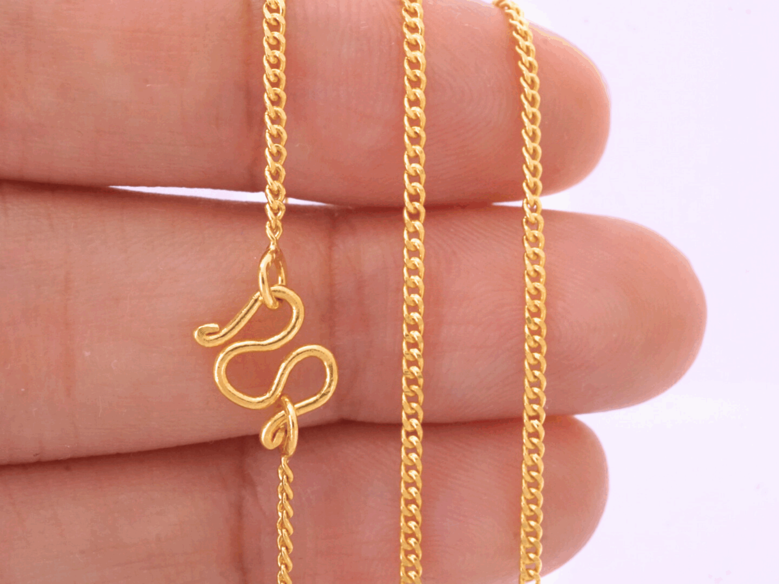 22k solid gold cuban link chain necklace – au 965: 18 inch yellow gold unisex necklace, dainty real gold chain, fine jewelry gift