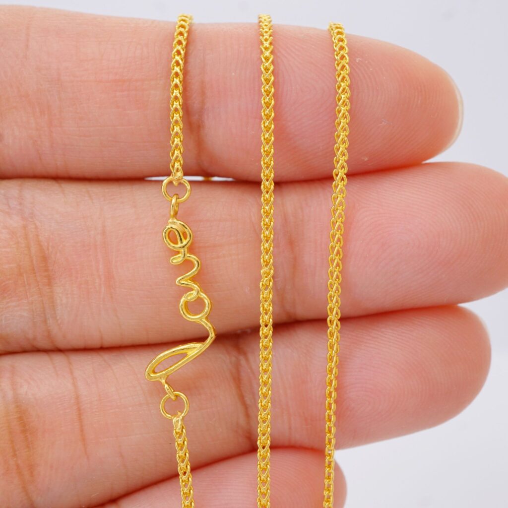 22k solid gold love pendant necklace