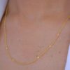 22k solid gold cloud curb chain necklace: 18 inch dainty gold necklace