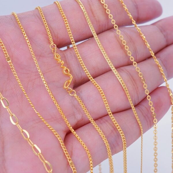 22k solid gold chain necklace – au 965: 18 inch dainty real yellow gold necklace, minimalist fine jewelry gift for women