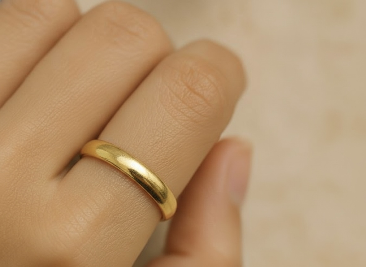 22k solid gold band ring: au 965, dainty stacking ring