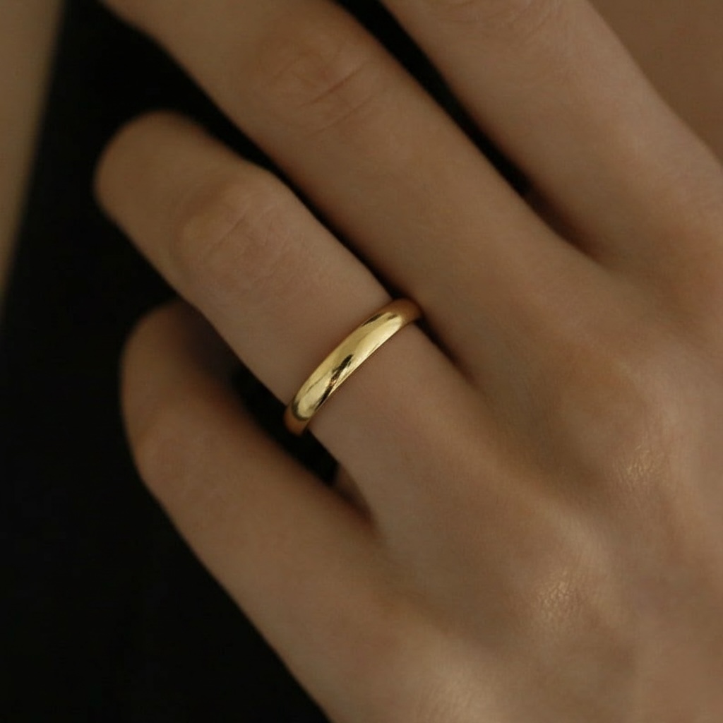 22k solid gold band ring: au 965, dainty stacking ring