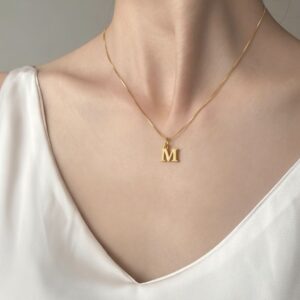 24k solid gold initial pendant: personalized letter necklace