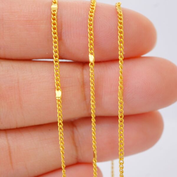 22k solid gold cloud curb chain necklace: 18 inch dainty gold necklace