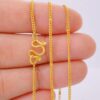 22k solid gold cloud curb chain necklace: 18 inch dainty gold necklace