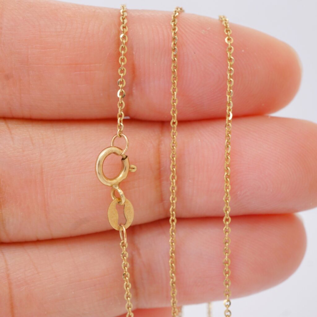 9k solid gold rolo chain necklace: dainty gold jewelry (1mm, 18 20 inches)