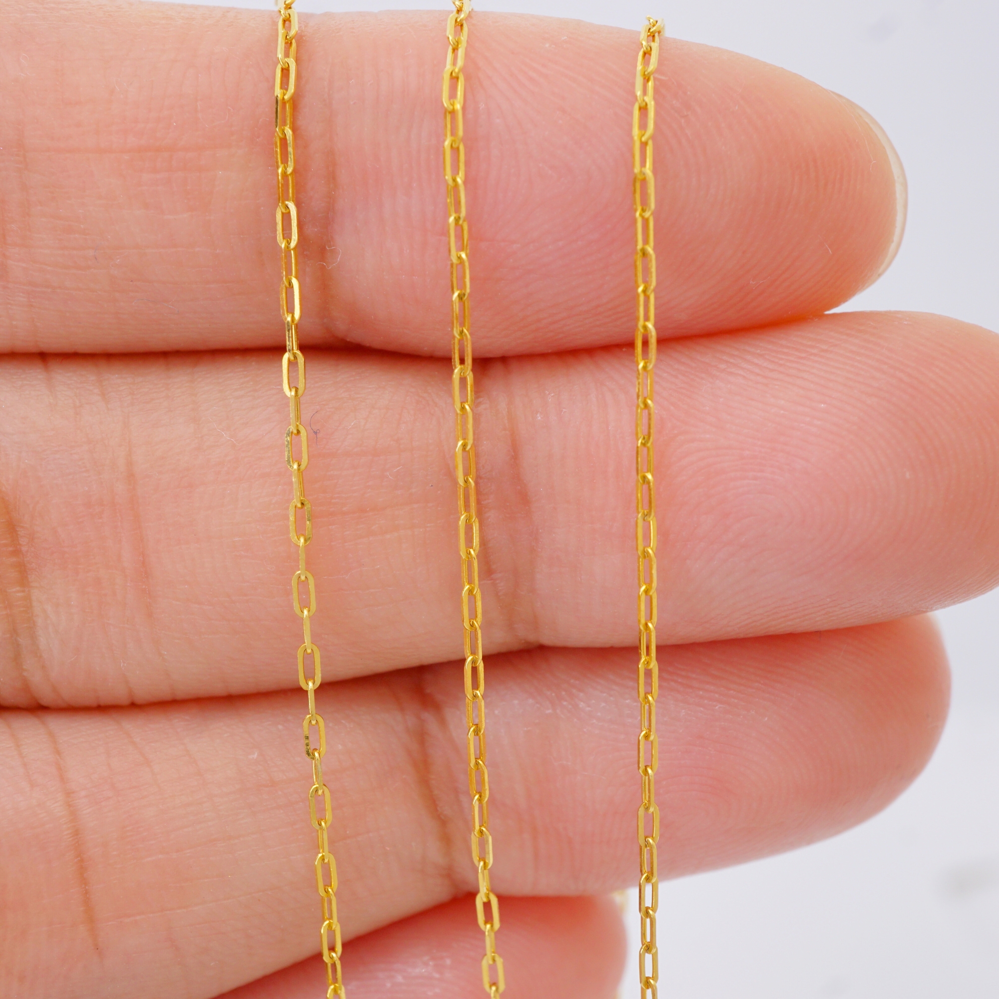 9k solid gold paperclip chain necklace: dainty minimalist style