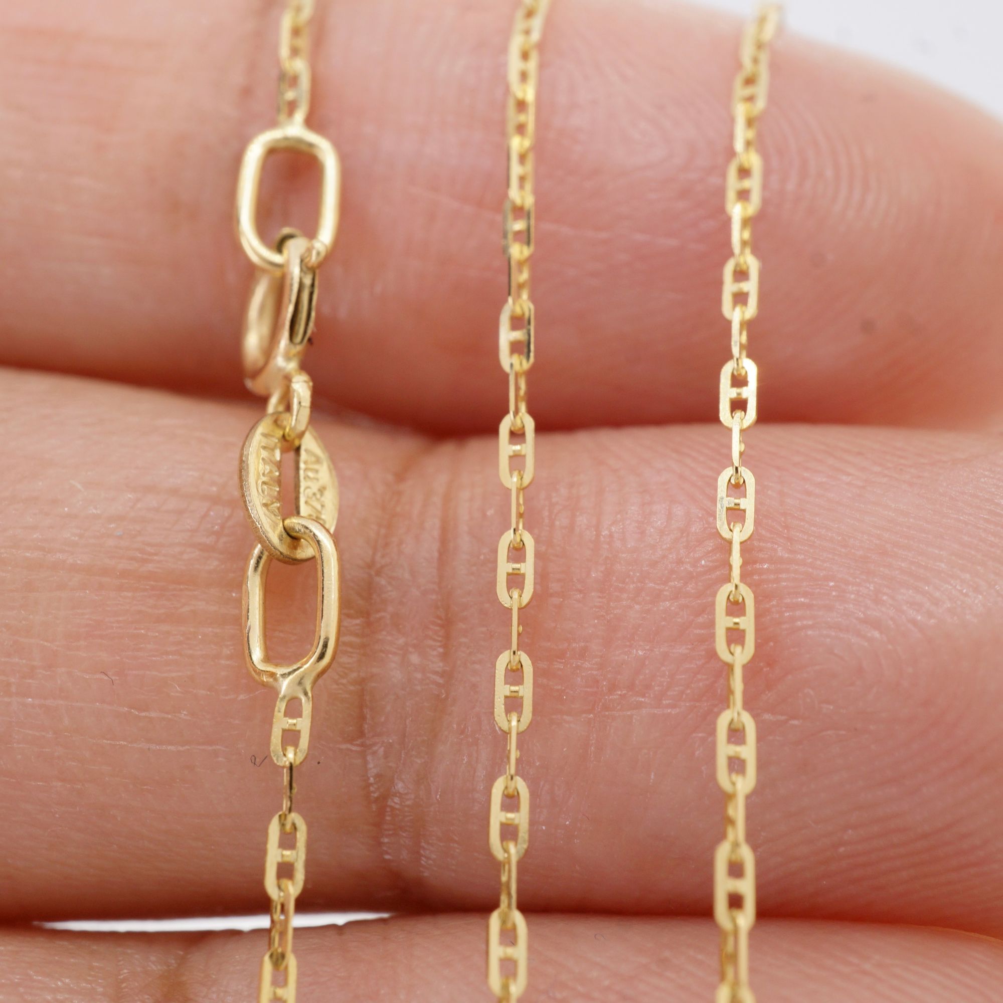 18k solid gold mariner link chain necklace – au 750 real gold dainty necklace, 16–20 inch minimalist yellow gold or white gold jewelry