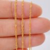 18k solid gold singapore chain necklace – au 750 twisted rope gold chain, 16–20 inch dainty real gold minimalist jewelry