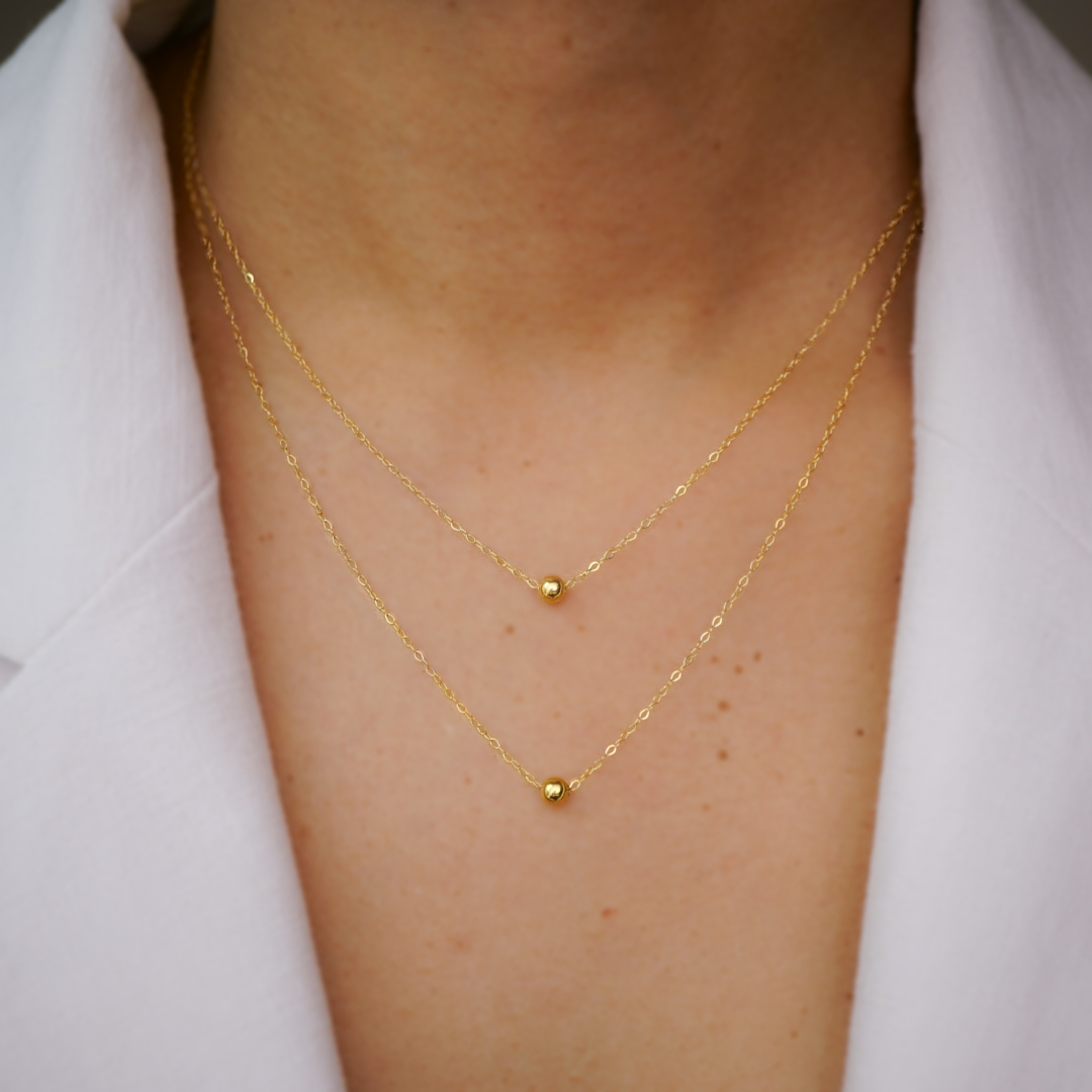 9k solid gold ball pendant necklace: au 375 minimalist gold pendant necklace