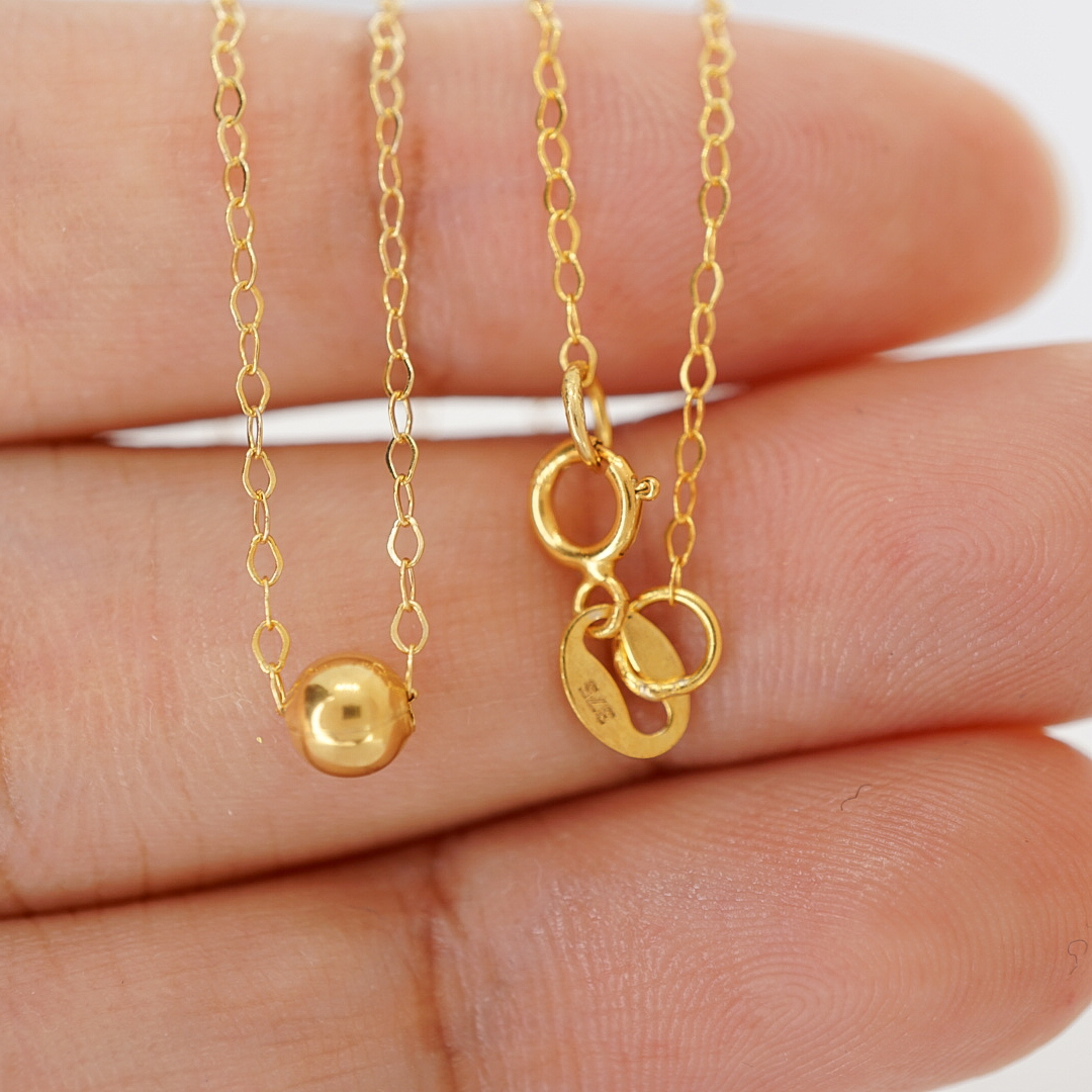 9k solid gold ball pendant necklace: au 375 minimalist gold pendant necklace