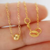 9k solid gold ball pendant necklace: au 375 minimalist gold pendant necklace