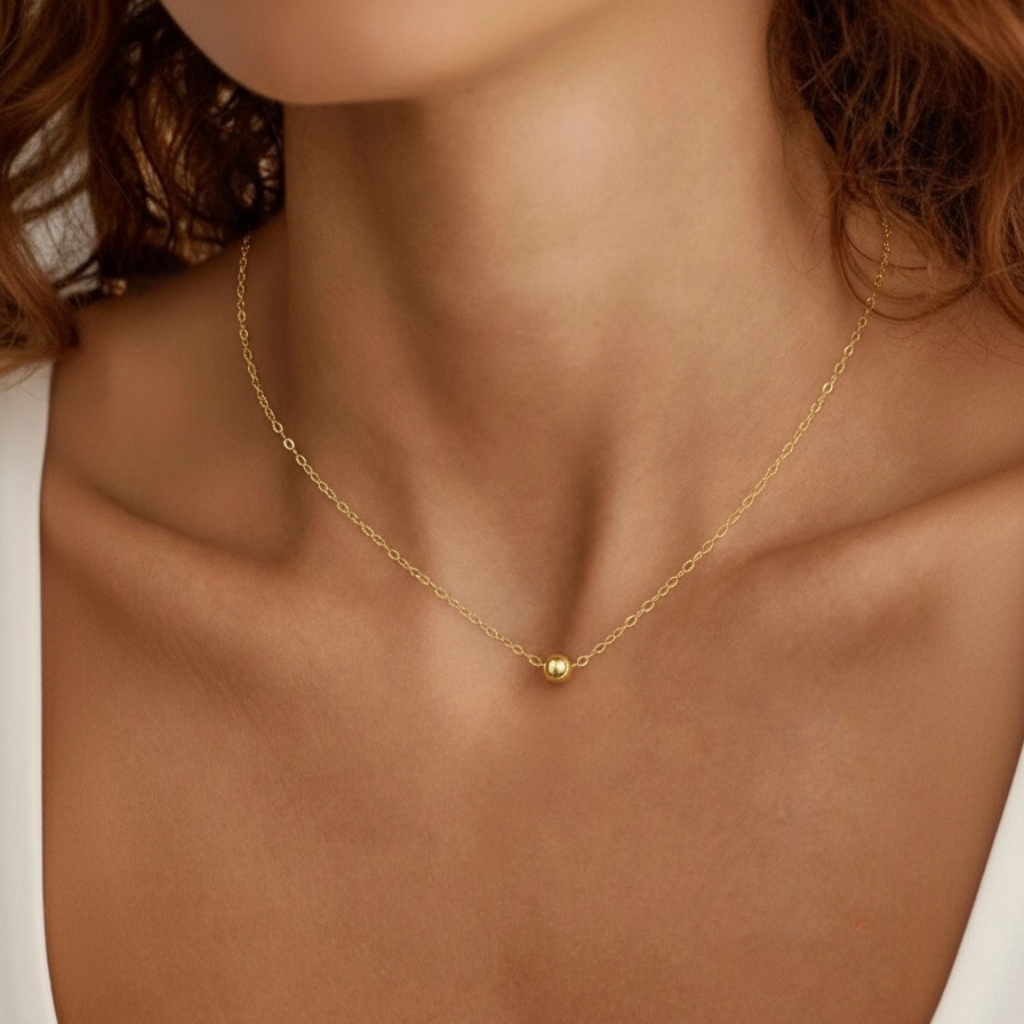 9k gold ball pendant necklace