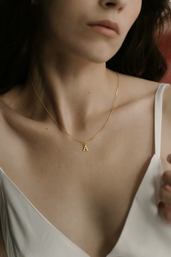 24k solid gold initial pendant: personalized letter necklace