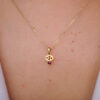 10k solid gold cancer zodiac pendant necklace: natural ruby charm