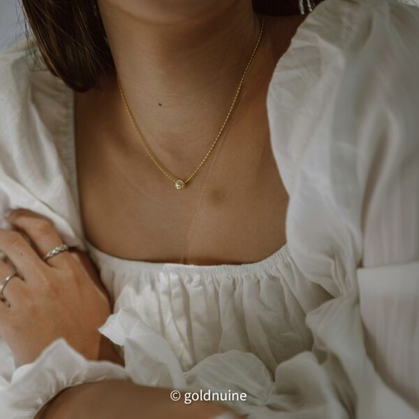 22K solid gold diamond-cut ball chain necklace