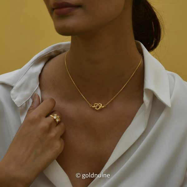 24k solid gold infinity heart pendant with 22k gold box chain necklace: au 999 and au 965 18 inch gold necklace for her