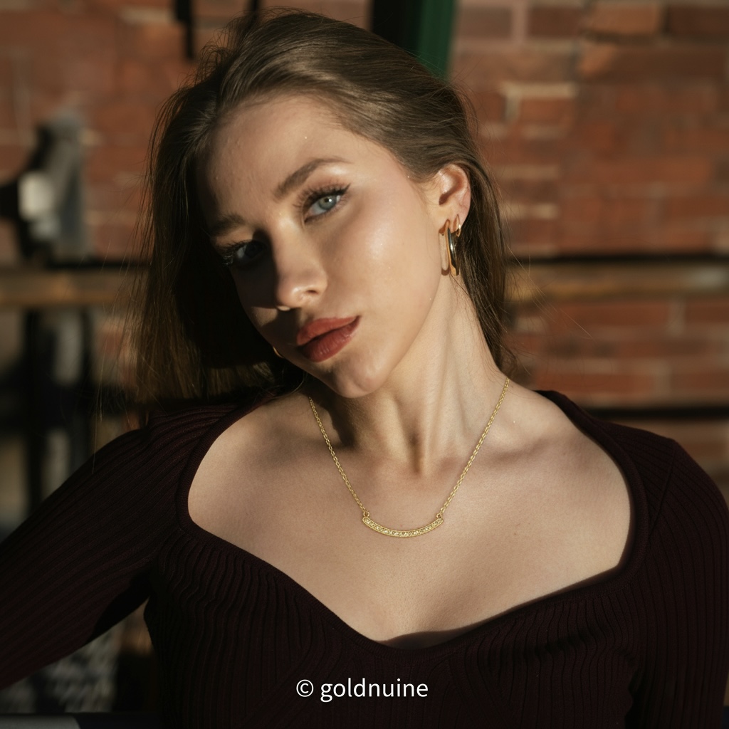 24k gold bar pendant necklace with 22k solid gold rolo chain: au 999 and au 965 17 inch pure gold modern jewelry for women