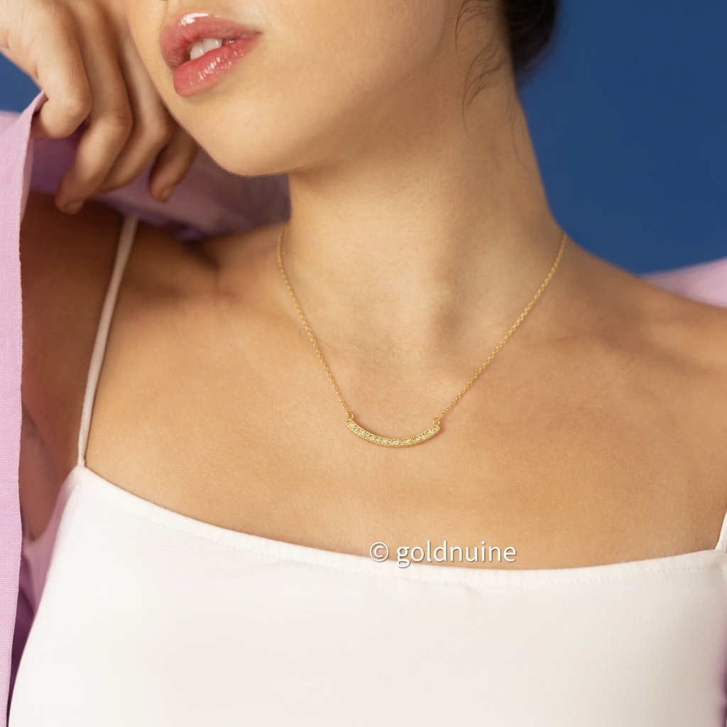 24k gold bar pendant necklace with 22k solid gold rolo chain: au 999 and au 965 17 inch pure gold modern jewelry for women