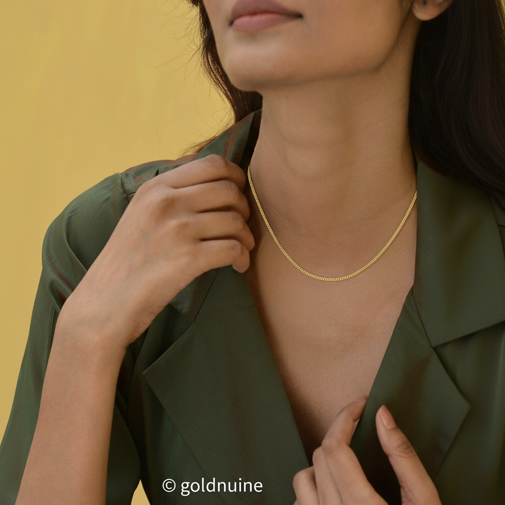 22k solid gold cuban link chain necklace – au 965: 18 inch yellow gold unisex necklace, dainty real gold chain, fine jewelry gift