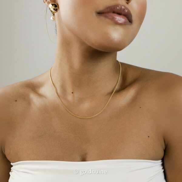 22k solid gold cuban link chain necklace – au 965: 18 inch yellow gold unisex necklace, dainty real gold chain, fine jewelry gift