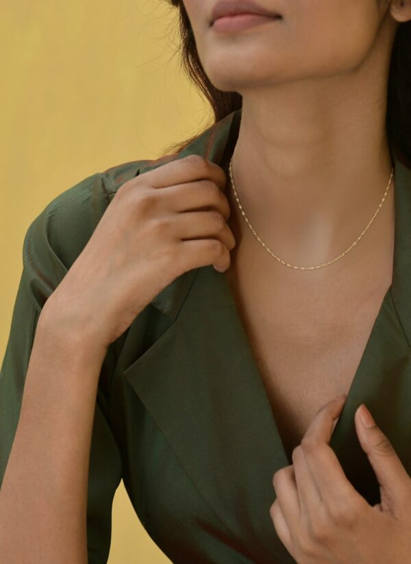 18k solid gold sparkle chain necklace – au 750 16–20 inch yellow or white gold kiss link collar chain, dainty real gold minimalist jewelry