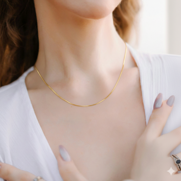 22k solid gold snake chain necklace: dainty fine jewelry