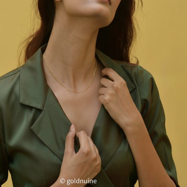 18k solid gold twisted box chain necklace 0.8mm dainty gold necklace, 16 20 inch