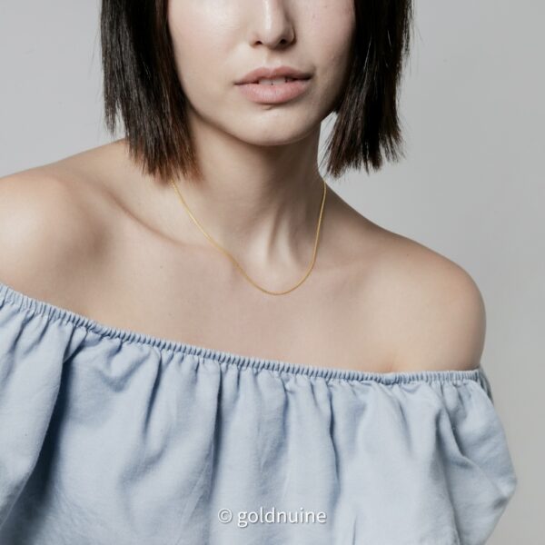 18k solid gold twisted box chain necklace 0.8mm dainty gold necklace, 16 20 inch