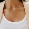 9k 18k solid gold box chain necklace: dainty real gold