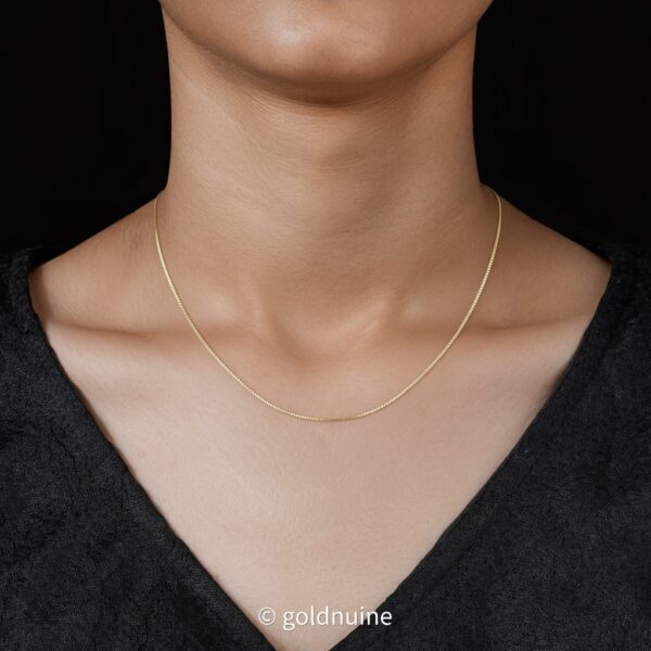 9k 18k solid gold box chain necklace: dainty real gold