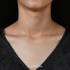 9k solid gold mariner link chain necklace dainty anchor style