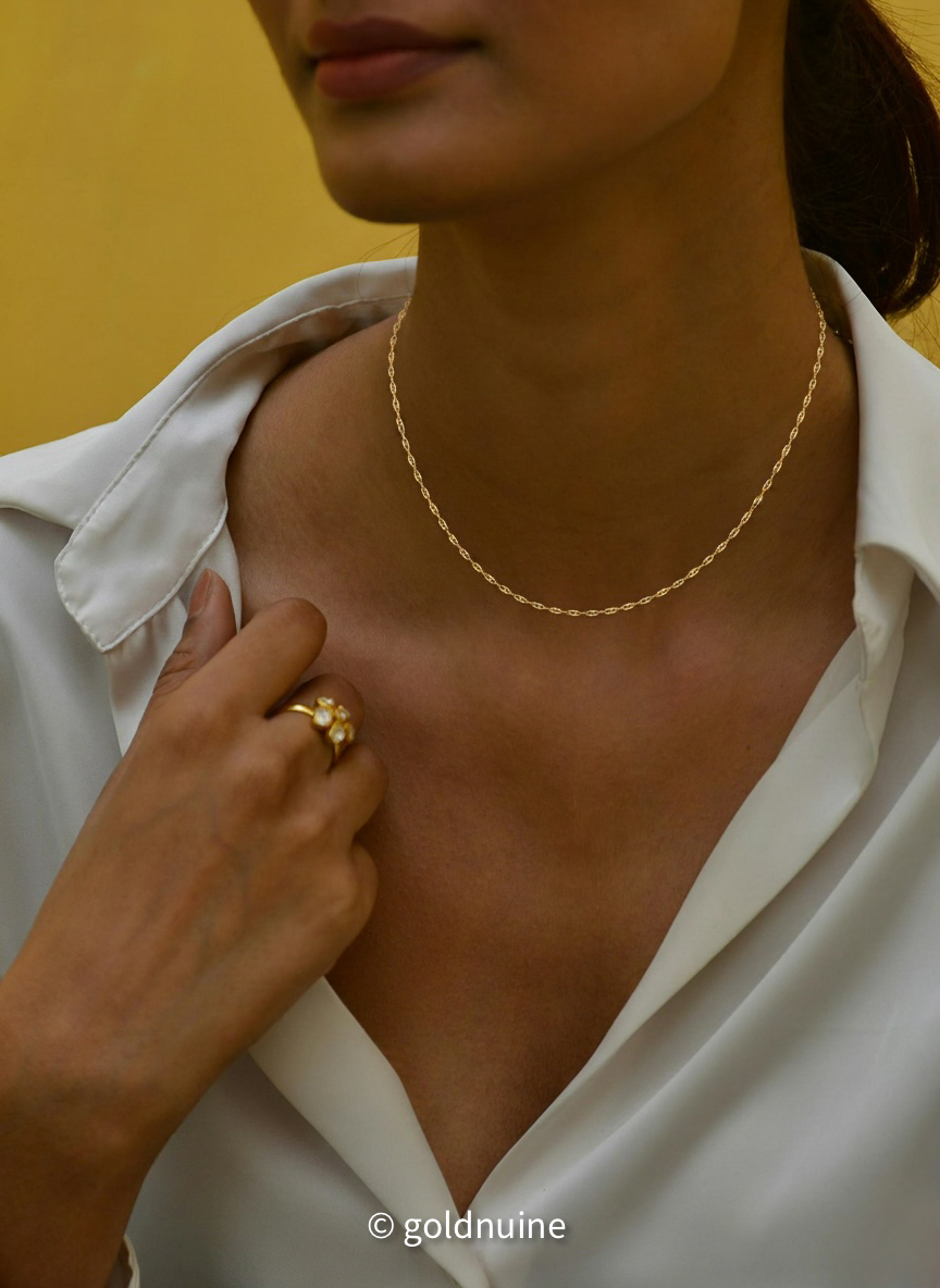 9k solid gold mariner link chain necklace dainty anchor style