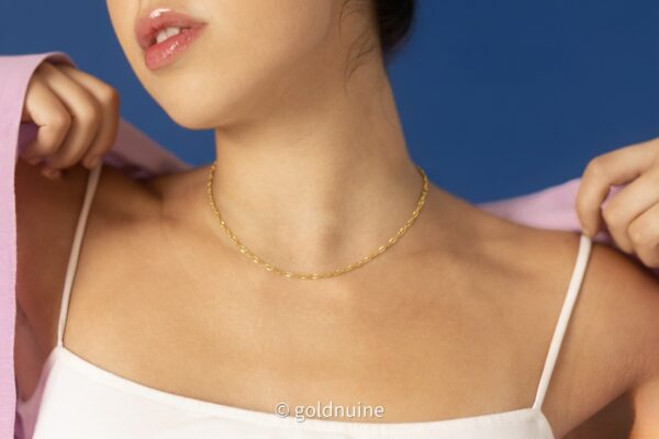 22k solid gold singapore chain necklace – au 965: elegant 17–19 inch highly sparkle real gold chain, high purity dainty fine jewelry gift