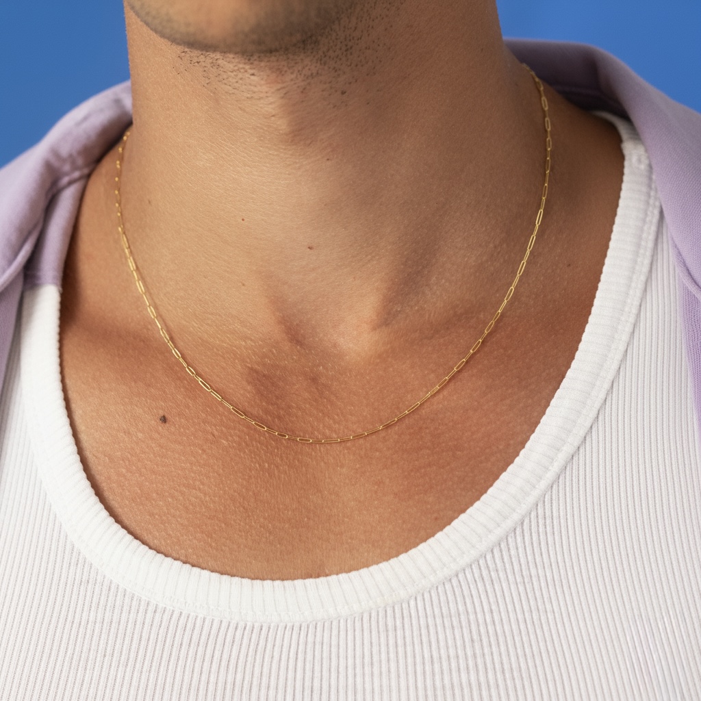 9k solid gold paperclip chain necklace: dainty minimalist style