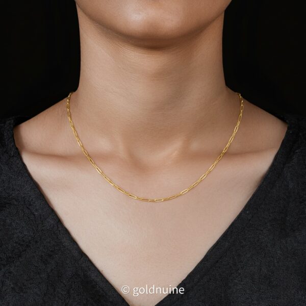 9k solid gold paperclip chain necklace: dainty minimalist style