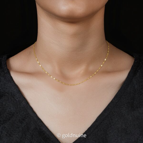 9k 18k solid gold sparkle chain necklace: dainty collar kiss link – au 750 16–20 inch yellow or white
