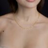 9k 18k solid gold sparkle chain necklace: dainty collar kiss link – au 750 16–20 inch yellow or white
